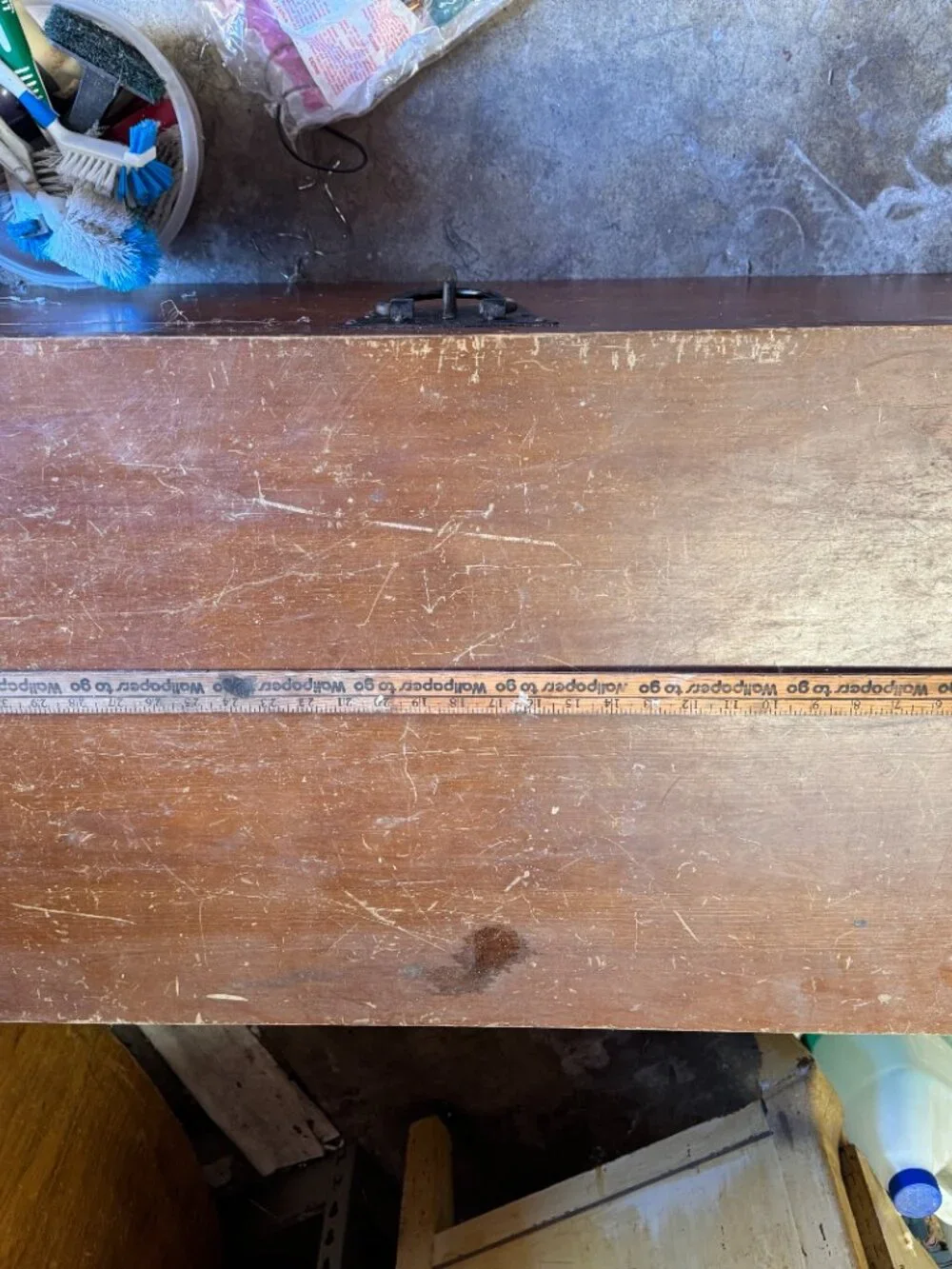 Antique wooden storage trunk